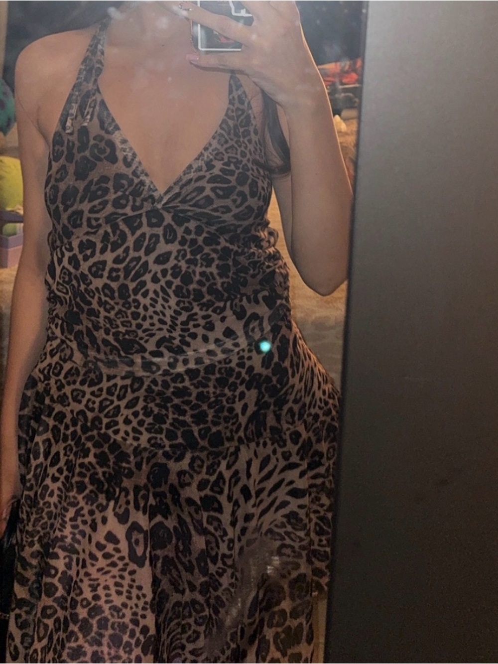 Princess Polly Leopard Print Halter Slip Dress in Brown